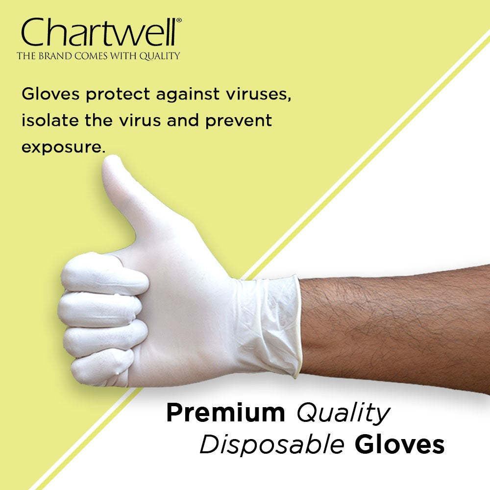 Chartwell Latex Powder Free Gloves (100 Pieces)